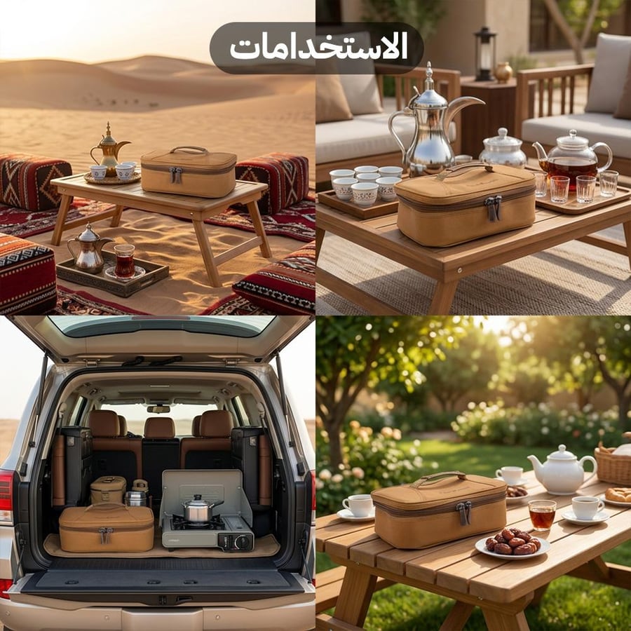شنطة بيالات وفناجيل تنزاني 9 بيالات رملي قطني مقاوم للماء مع ضمان 3 سنوات