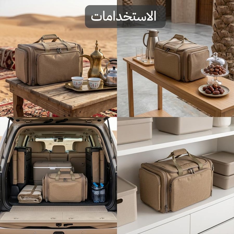عزبة المستوي 51 لتر شنطة خشبي وسط 49 × 32 × 32.5 سم تتسع لعدة البر كاملة