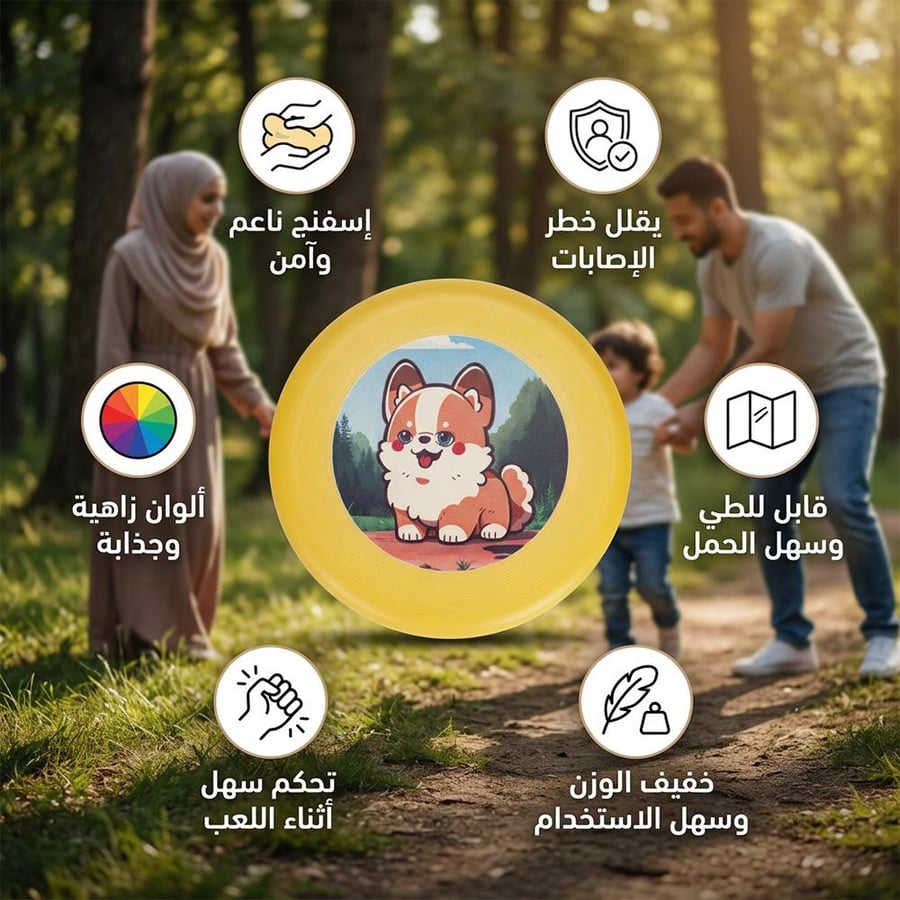 قرص طائر بلاستيكي إسفنجي على شكل كلب مثالي للعب في الهواء الطلق