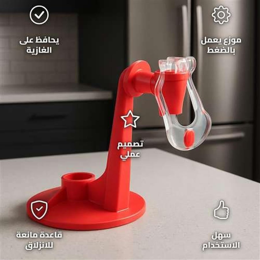 WK5001 Red Plastic Bottle Holder with Pressure Drink Dispenser