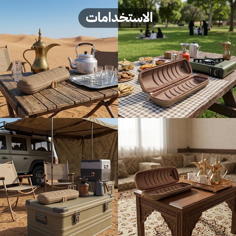 شنطة استكانات ضد الصدمات بحجم 8 استكانات تستخدم في الكشتات تظهر