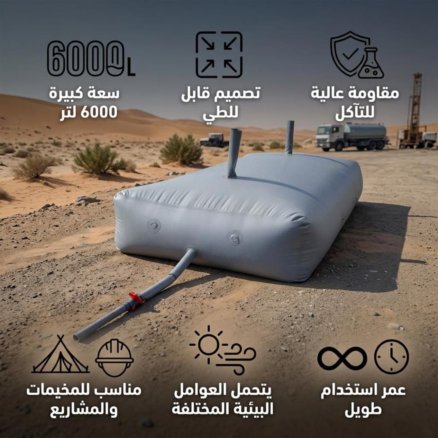 راوية ماء بتقنية عالية السعة 6000 لتر مصنوعة من PVC متينة قابلة للطي
