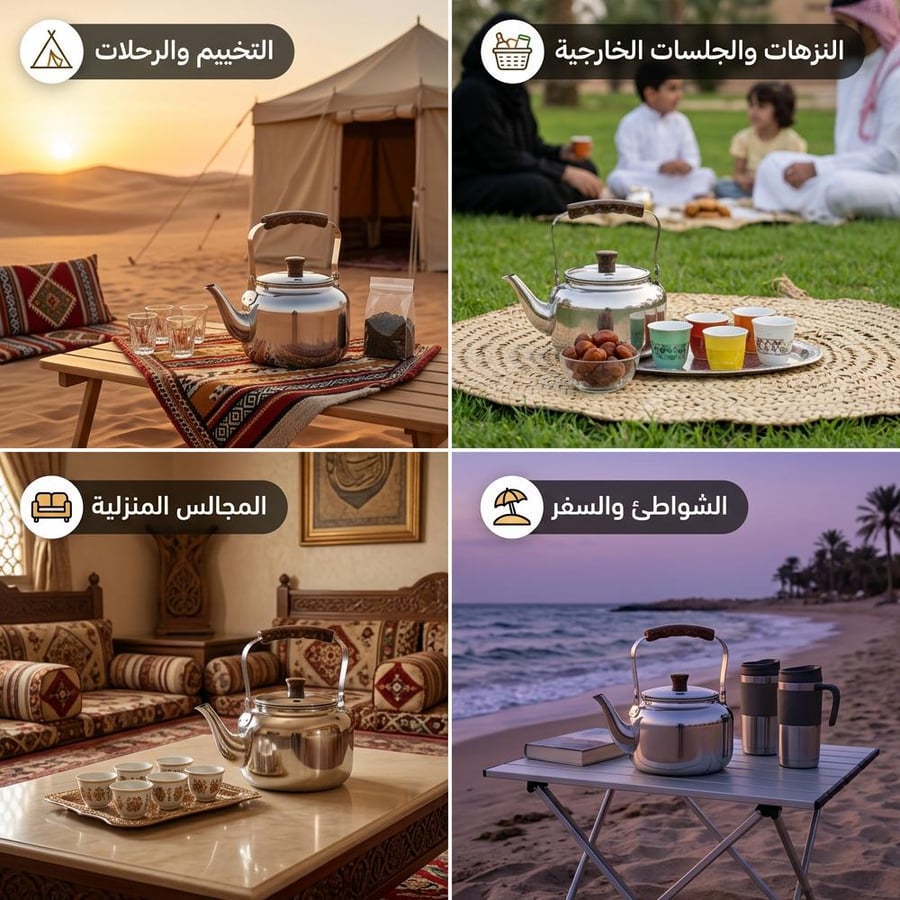 ابريق شاي ستانلس ستيل 2.7 لتر الأكبر في فئته يروي ضيوف العزيمة بجولة واحدة