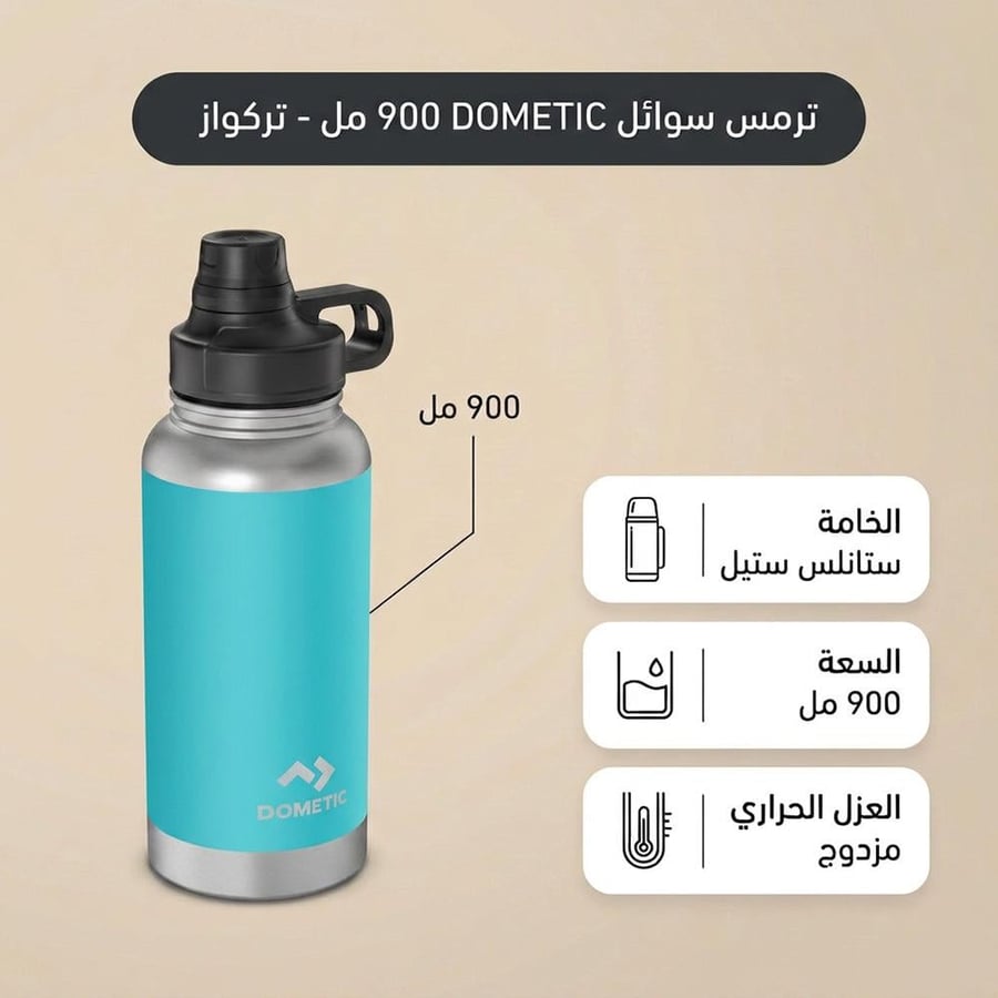 ترمس سوائل ستانلس ستيل عالي الجودة حار وبارد 0.9 لتر- يحافظ على حرارة المشروبات لفترة طويلة، سهل الحمل والتنظيف، يتحمل الاستخدام الخارجي،ضمان سنتان
