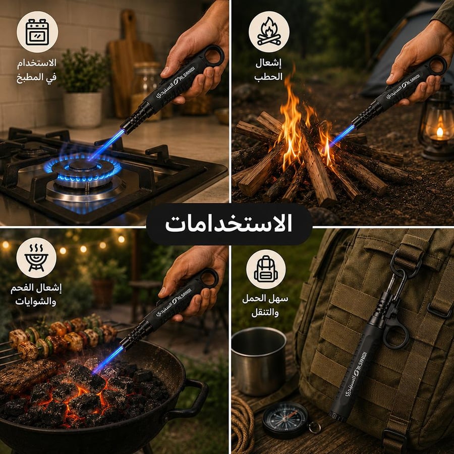 استخدامات متعددة لولاعة إشعال بشعلة زرقاء من السنيدي في الطبخ وإشعال