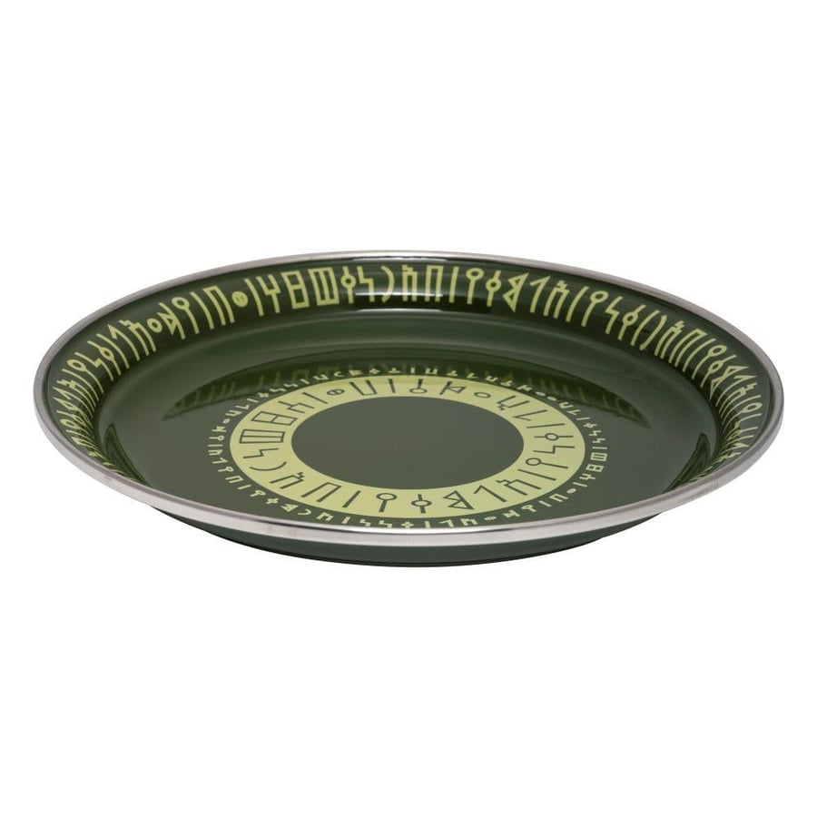 Green Enamel Plated Metal Serving Dish 40 cm for Large Gatherings