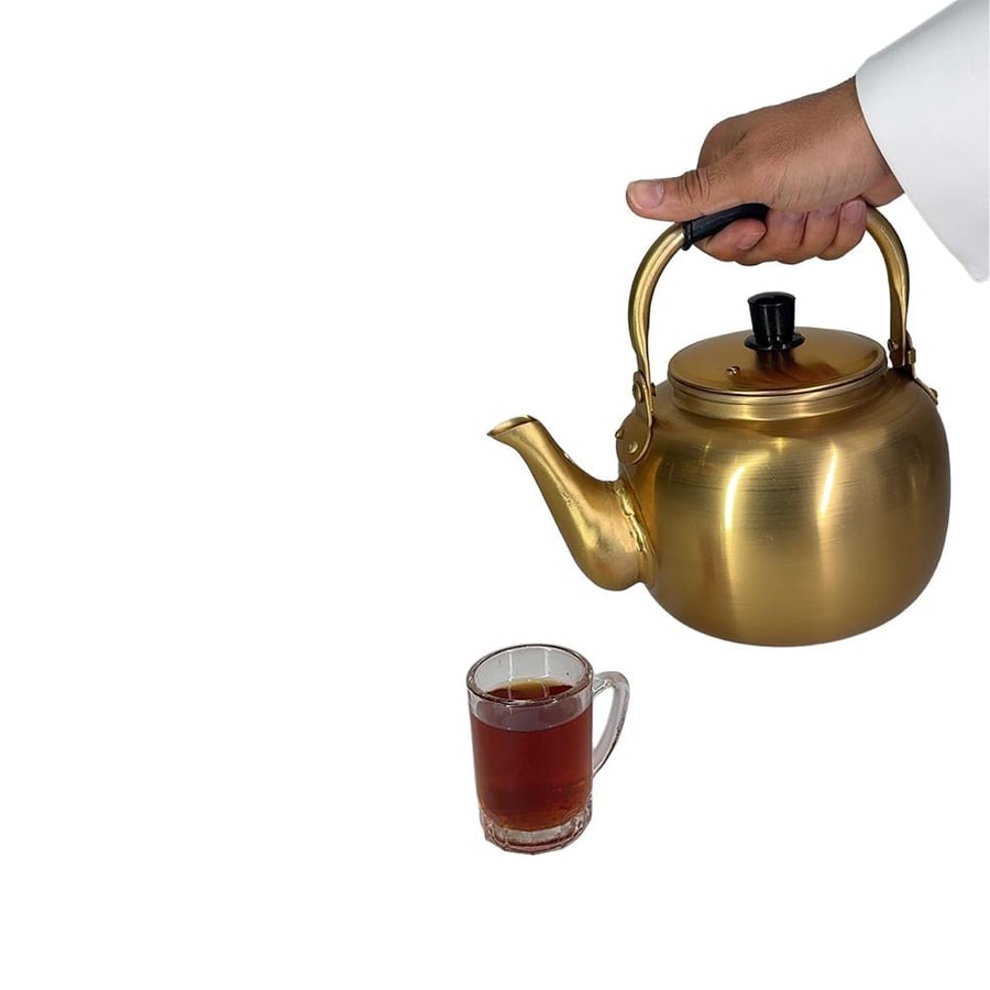 ابريق شاي نحاسي أصفر كوري سيف بلص سعة 1 لتر للضيافة والقهوة والشاي