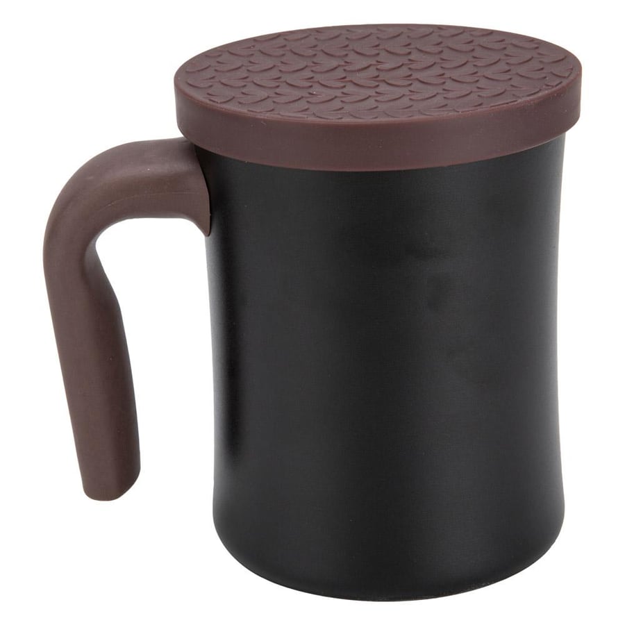 كوب سوائل ستانلس ستيل أسود بجدار مضاعف وغطاء سيليكون بني من DPT