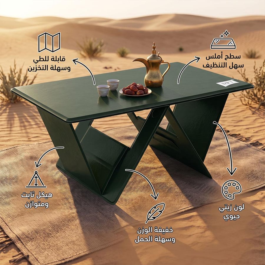 طاولة خشبية قابلة للطي 43.5* 23.5* 1 سم تتحمل 5 كجم، مقاومة للأوساخ والرطوبة،ضمان سنتان