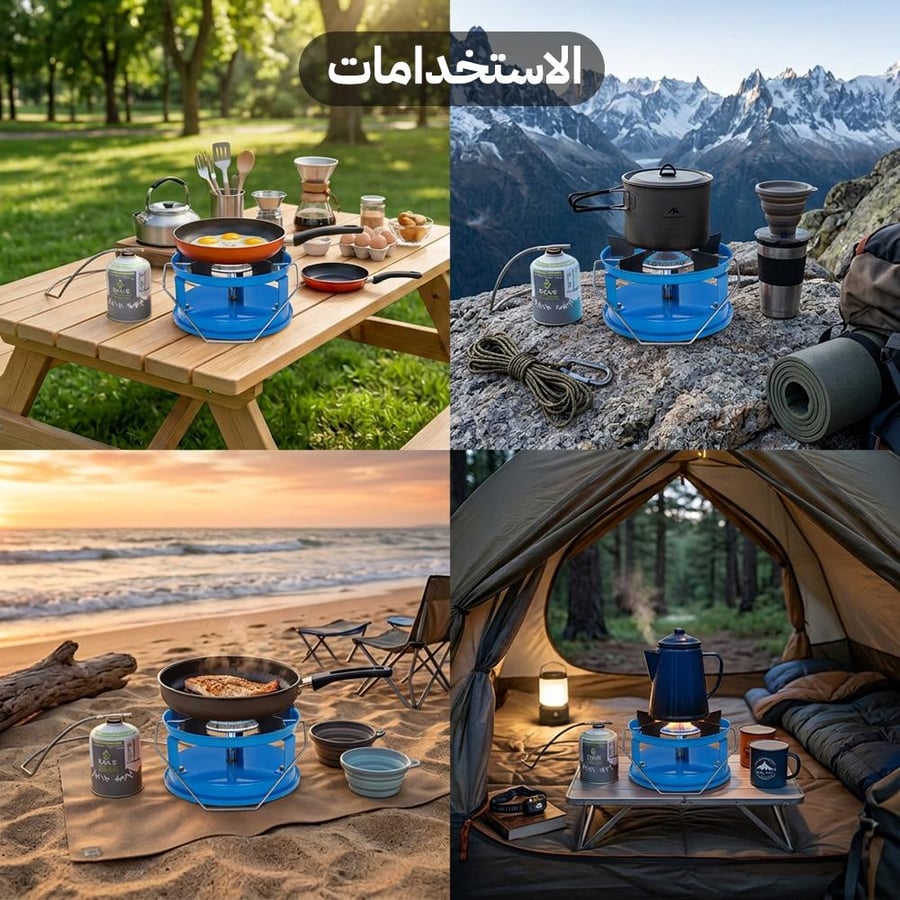 موقد غاز أزرق للرحلات يستخدم للطبخ في الشاطئ والغابة والتخييم مع