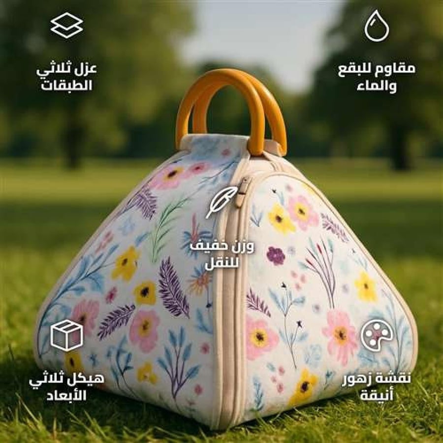 Flower Pattern Insulated Food Bag with Triple-Layer Thermal Protection