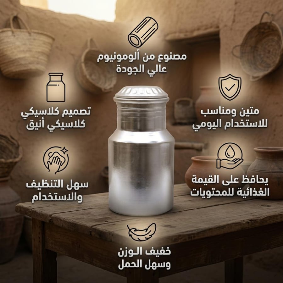 علبة ألومنيوم سعة 1 لتر مناسبة لتخزين البهارات والسمن اليومي متينة