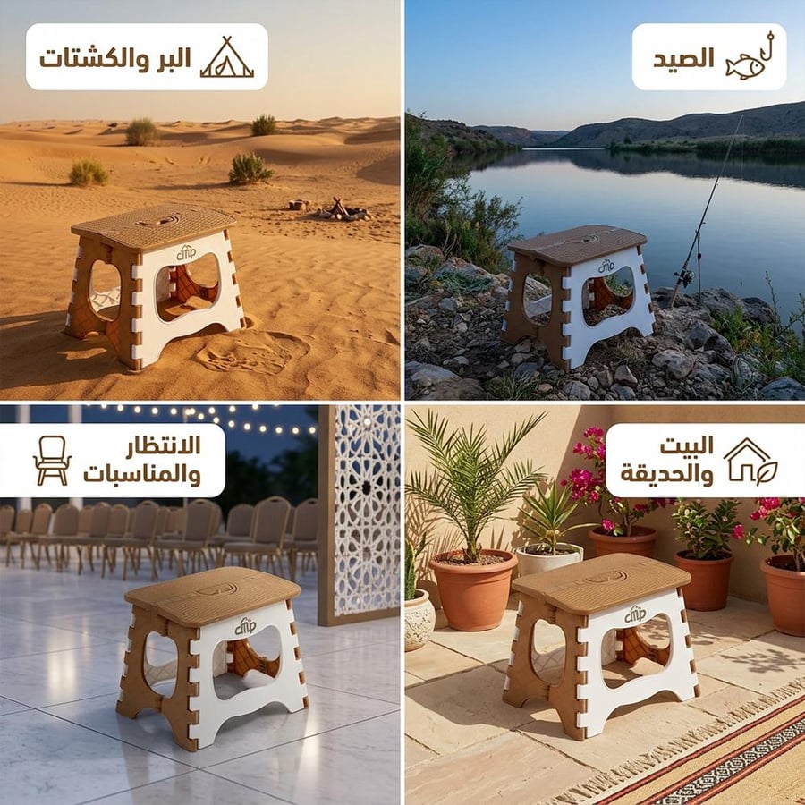 CMBC-0021-H22CM Folding Plastic Chair Brown Supports 90 kg for Camping