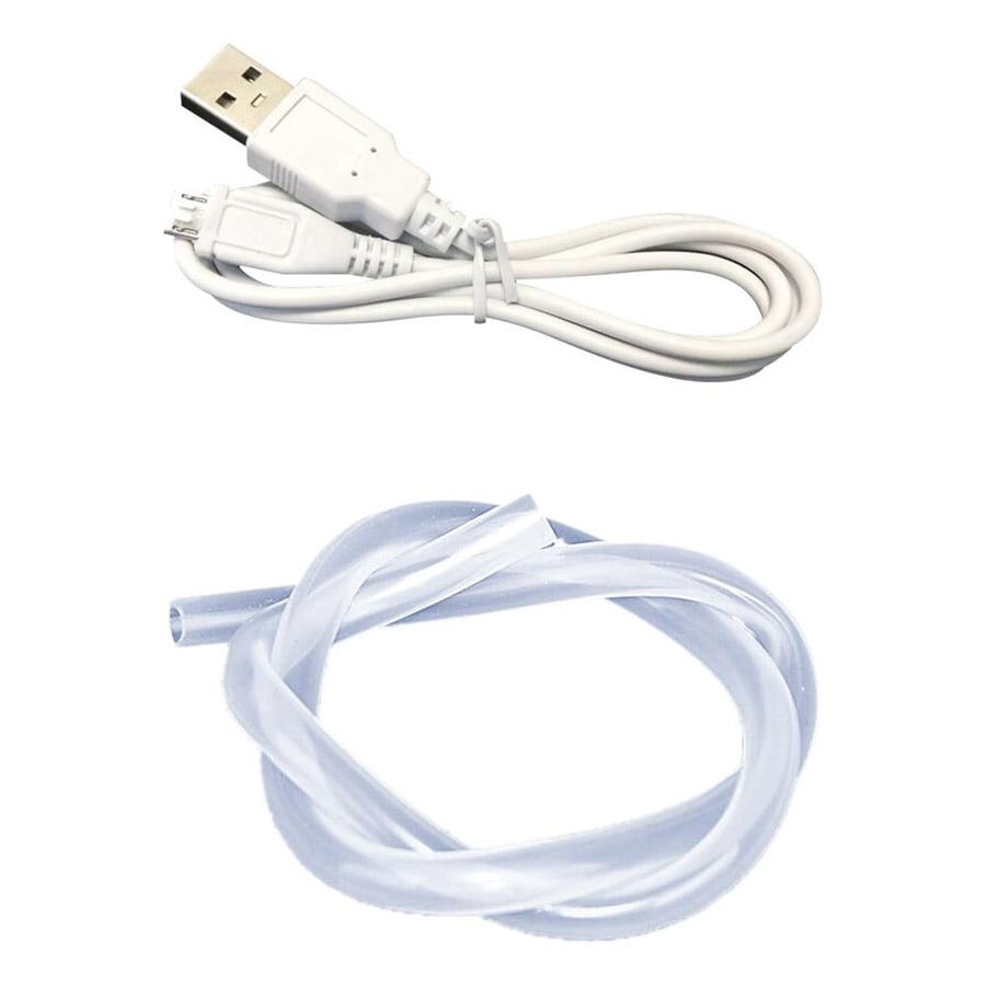 كابل USB للشحن وخرطوم سيليكون شفاف كجزء من ملحقات مضخة الماء