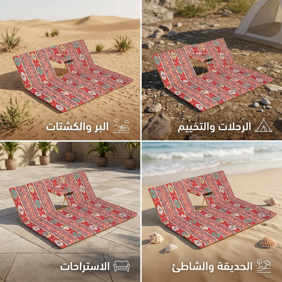 جلسة رحلات مع تكاية ظهر مع مركا 120 سم يتحمل 200 كجم، مناسب للاستخدام الخارجي طوال السنة،ضمان سنتان