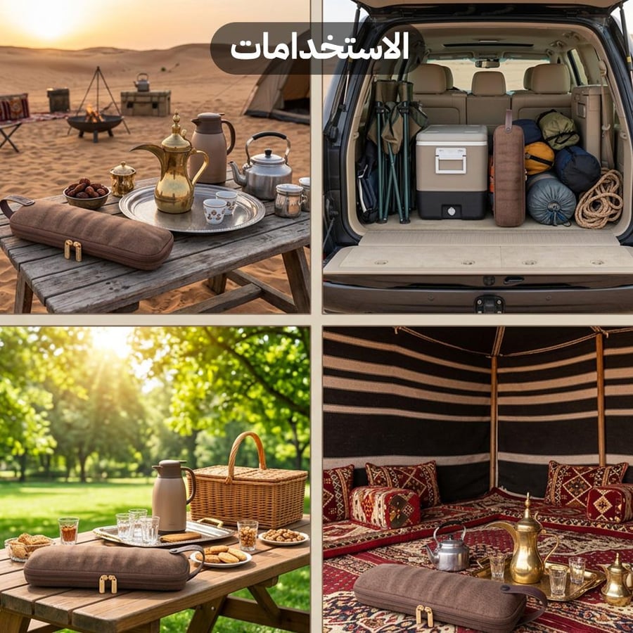 طقم استكانات ضد الصدمات 9 قطع لاستخدامات البر والتخييم والاستراحات