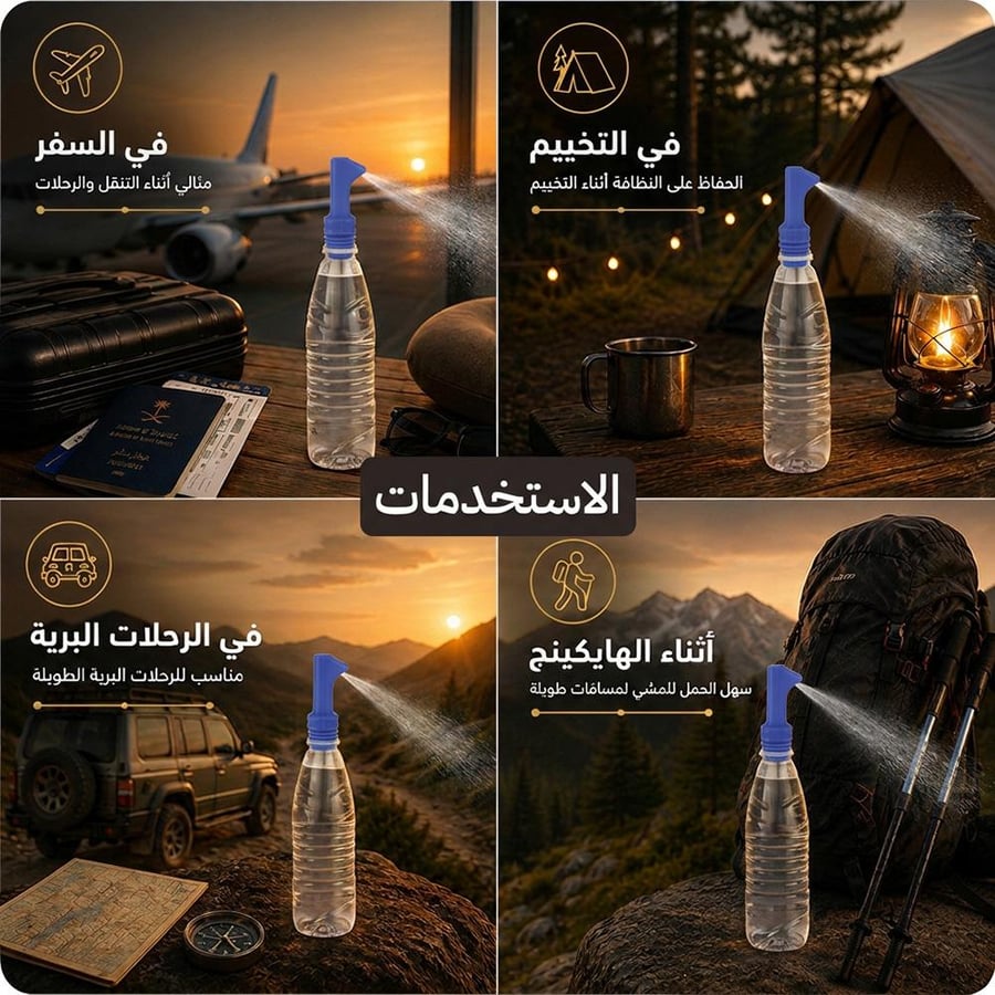 رأس شطاف سيليكون بنفسجي للاستخدام أثناء السفر والتخييم والرحلات