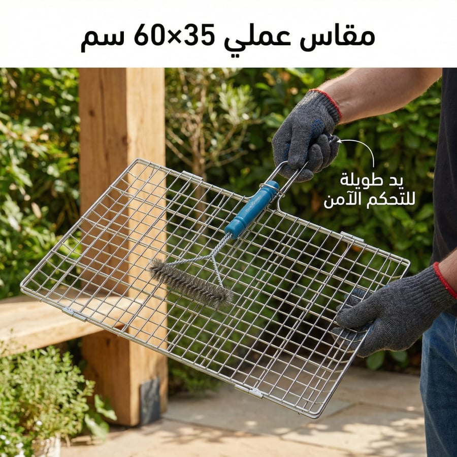 شبك شوي وفرشاة تنظيف بيد طويلة للتحكم المصنوعة من حديد مطلي مقاوم