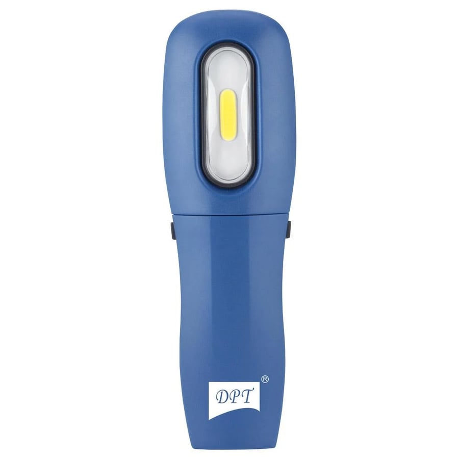 كشاف مخيمات LED قابل للشحن من السنيدي بلون أزرق مع إضاءة COB ومغناطيس