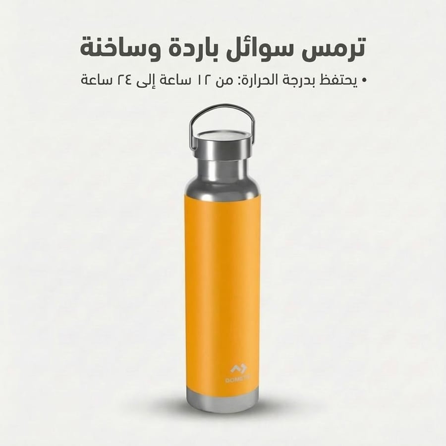ترمس ستانلس ستيل برتقالي مع غطاء علاقي للحمل بسهولة مناسب للرحلات