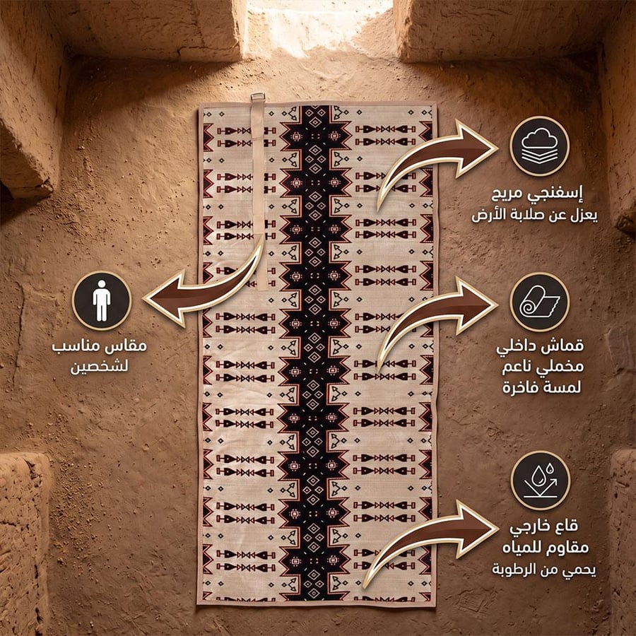 فرشة جلوس مبطنة بالاسفنج 1×2.2 م،مريحة وتدعم الظهر،ضمان سنتان