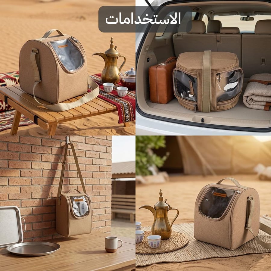 شنطة ترامس الامارات خشبي 33.5 × 32 × 23 سم بطبقات تحمي مشروبك