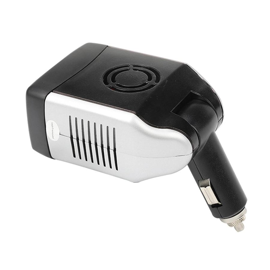 محول كهرباء صغير للسيارة من السنيدي يظهر منفذ USB ومقبس ولاعة بزاوية