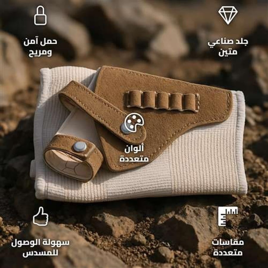 Pakistani Heavy-Duty Leather Gun Holster with Elastic Strap for Secure Carry