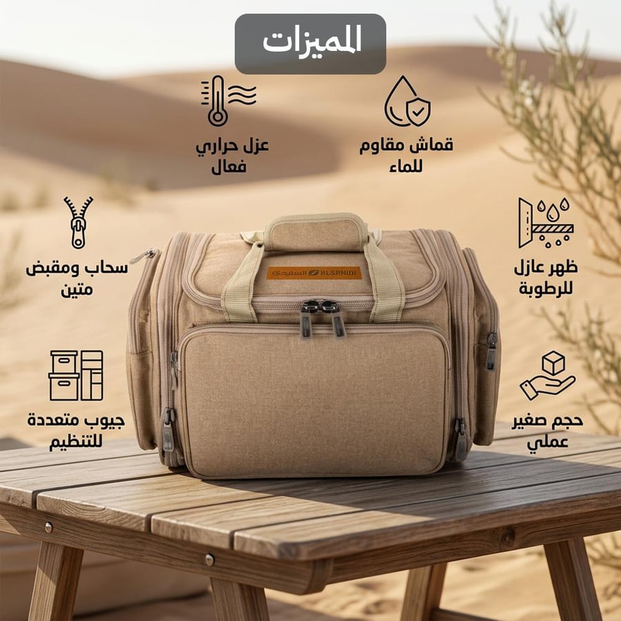 عزبة المستوي مقاومة للماء 35 لتر شنطة خشبي بخامات عازلة تحفظ جودة أغراضك