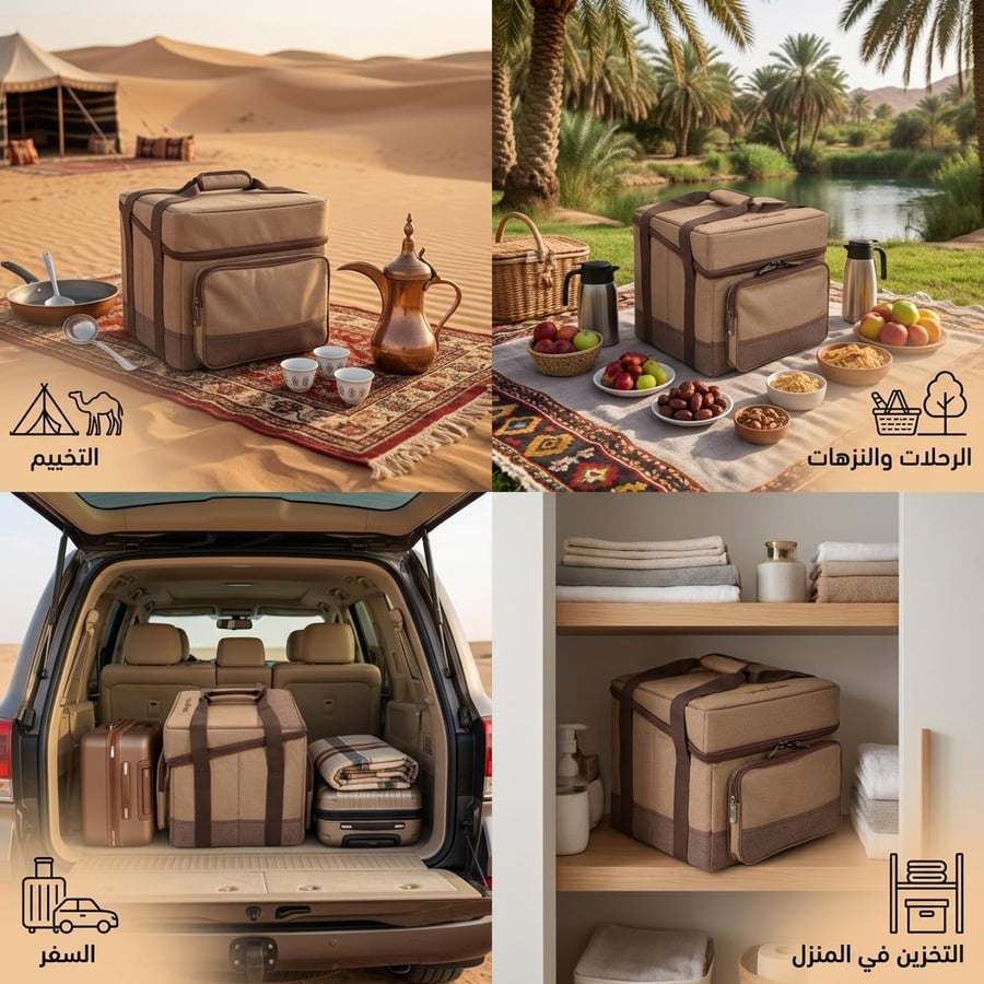 عزبة الرحلات قابلة للطي 32 لتر شنطة خشبي 35 × 30 × 30 سم للفرد الواحد