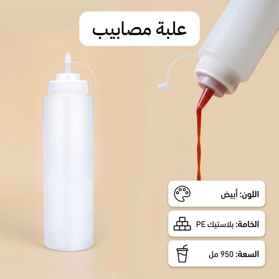 علبة مصابيب بلاستيك شفافة بسعة 950 مل تظهر بتصميم ضغط لصب السوائل