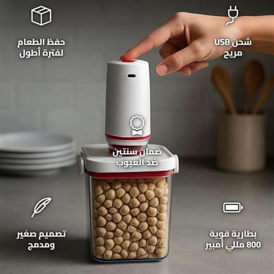 USB Rechargeable Vacuum Sealer for Food Preservation in White
