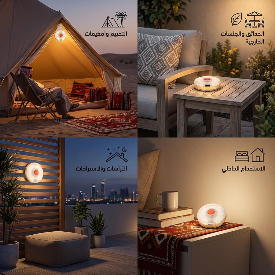 استخدامات متنوعة لعقد لمبات السهرة في المخيمات والحدائق والجلسات