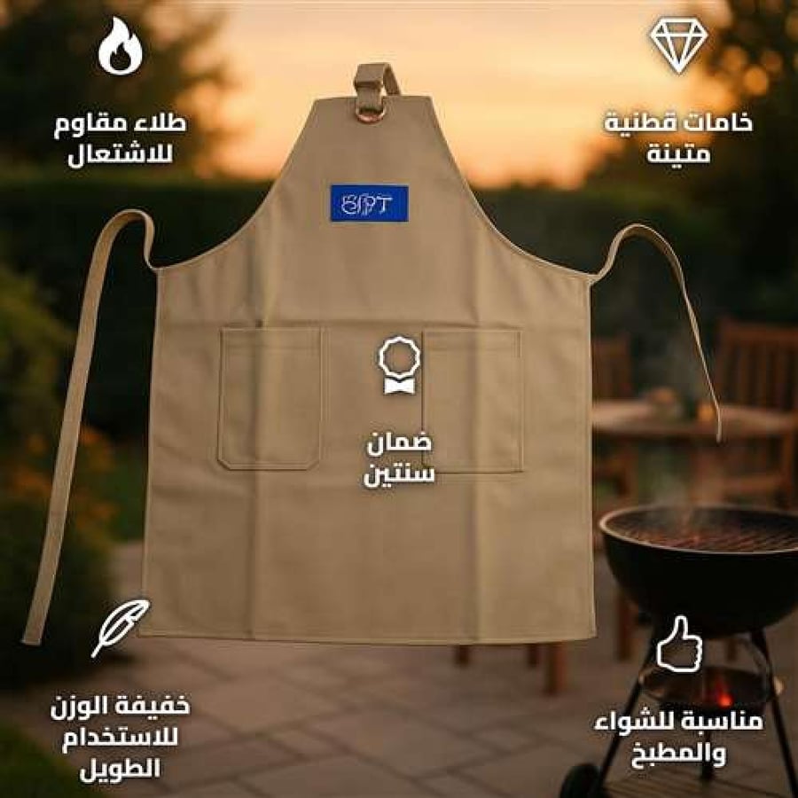 DPT Gray Cotton Apron with Flame Resistant Coating for Grilling