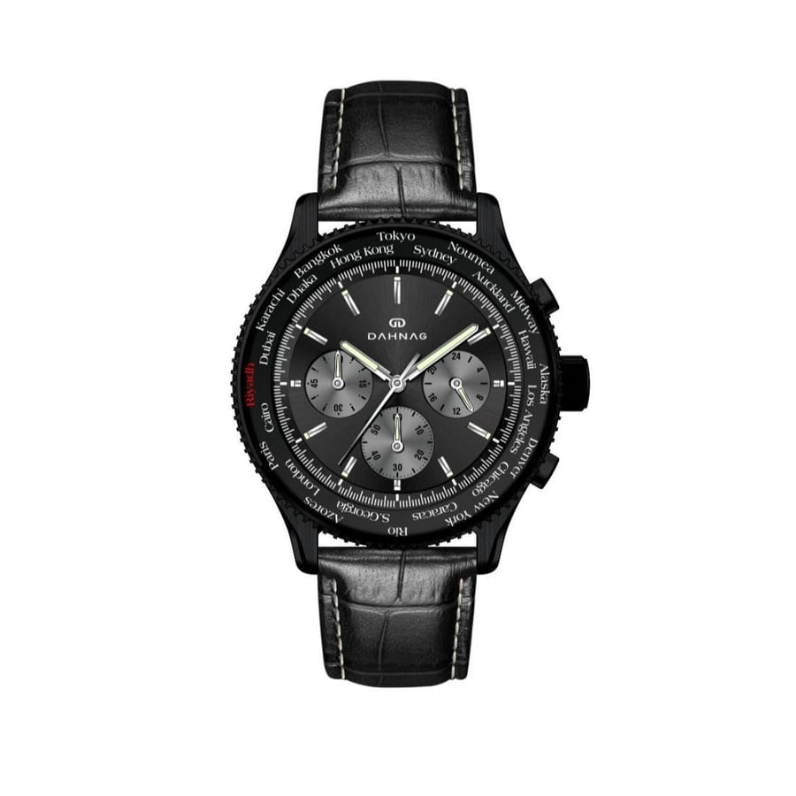 Dehang World Time Chronograph Watch, All Black, 66