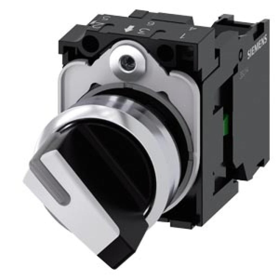 3SU1150-2BC60-1BA0,Toggle switch, 22 mm, round, metal, shiny, white, knob, short, 2 switch positions O