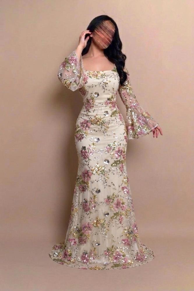 فستان زهري  خرز