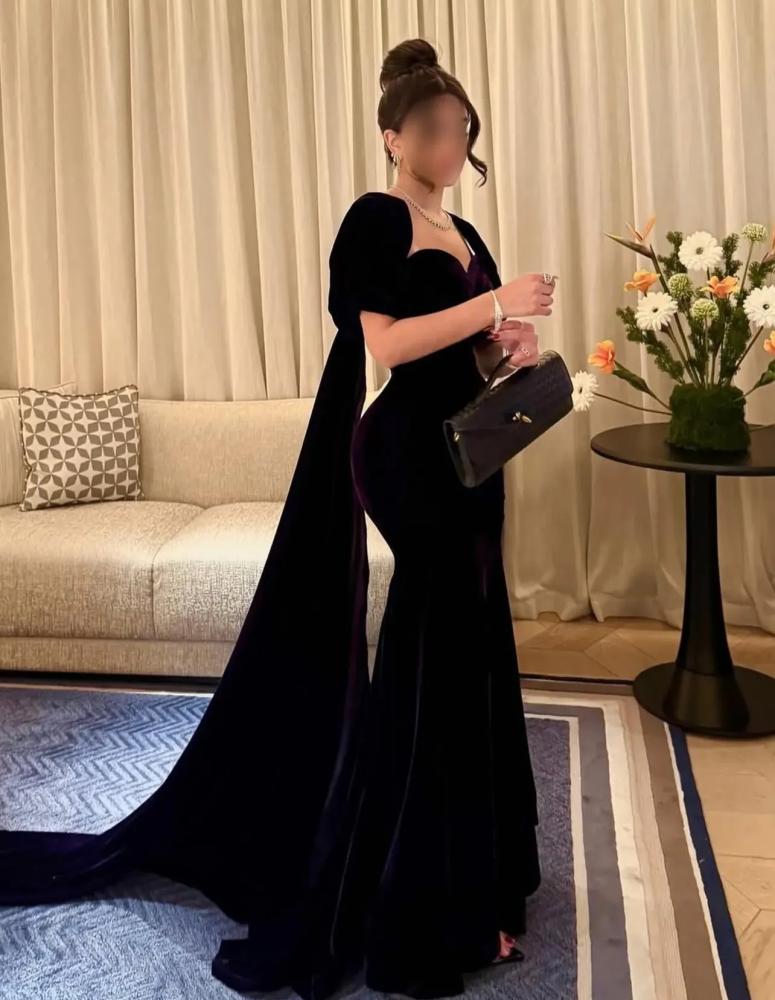 Elegant purple velvet dress