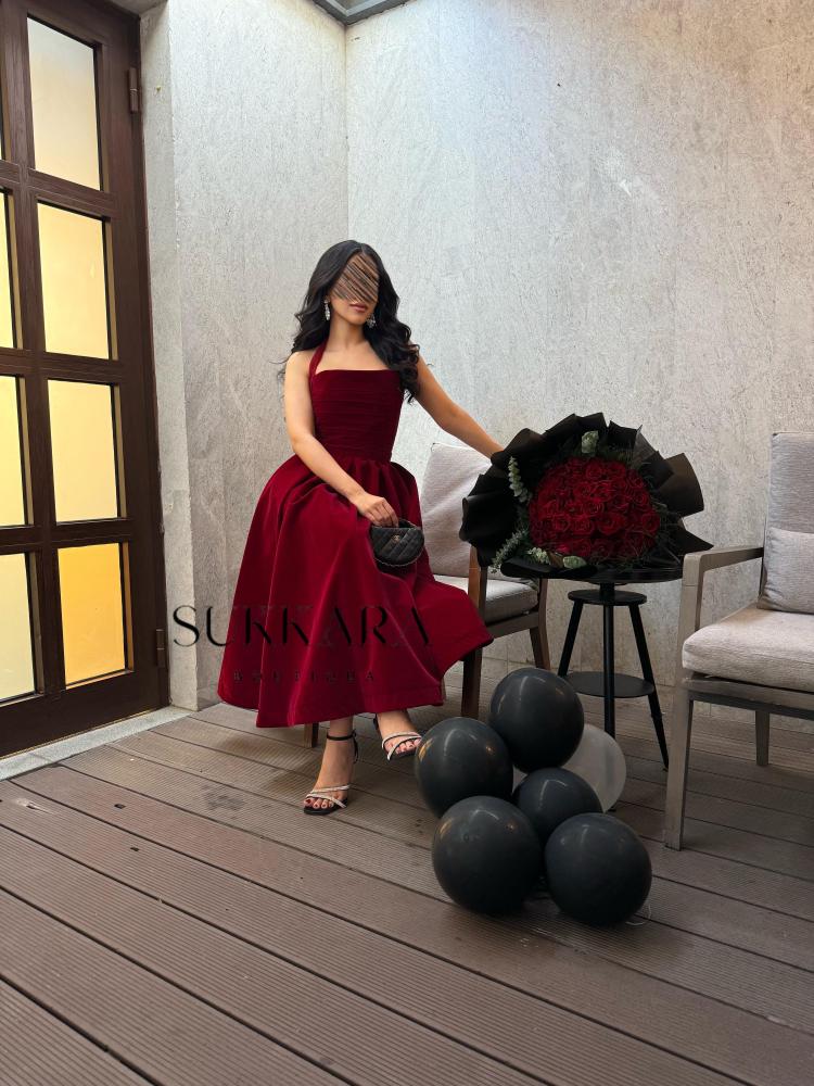 Red velvet dress