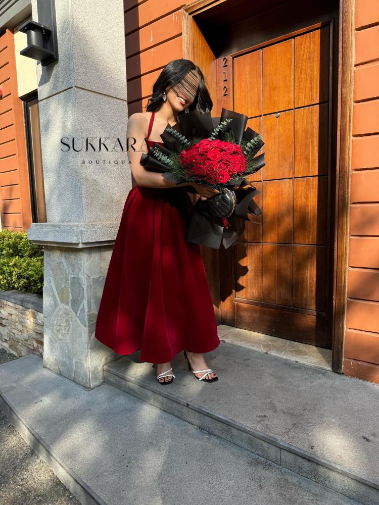 Red velvet dress