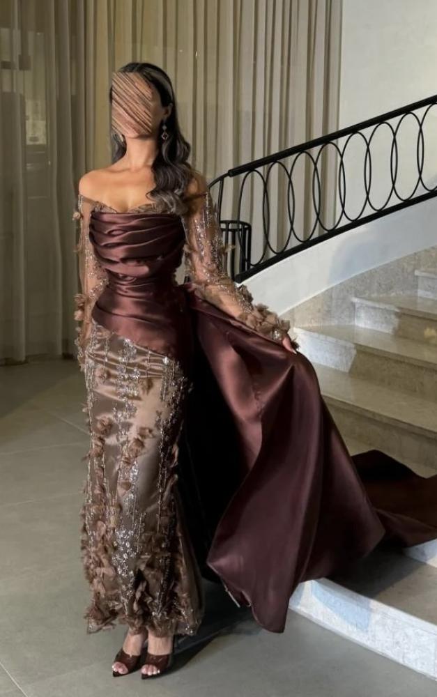 Brown embroidered dress