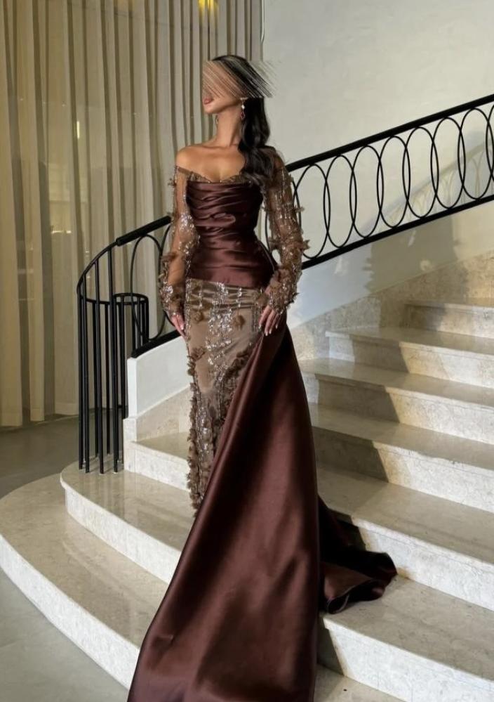 Brown embroidered dress