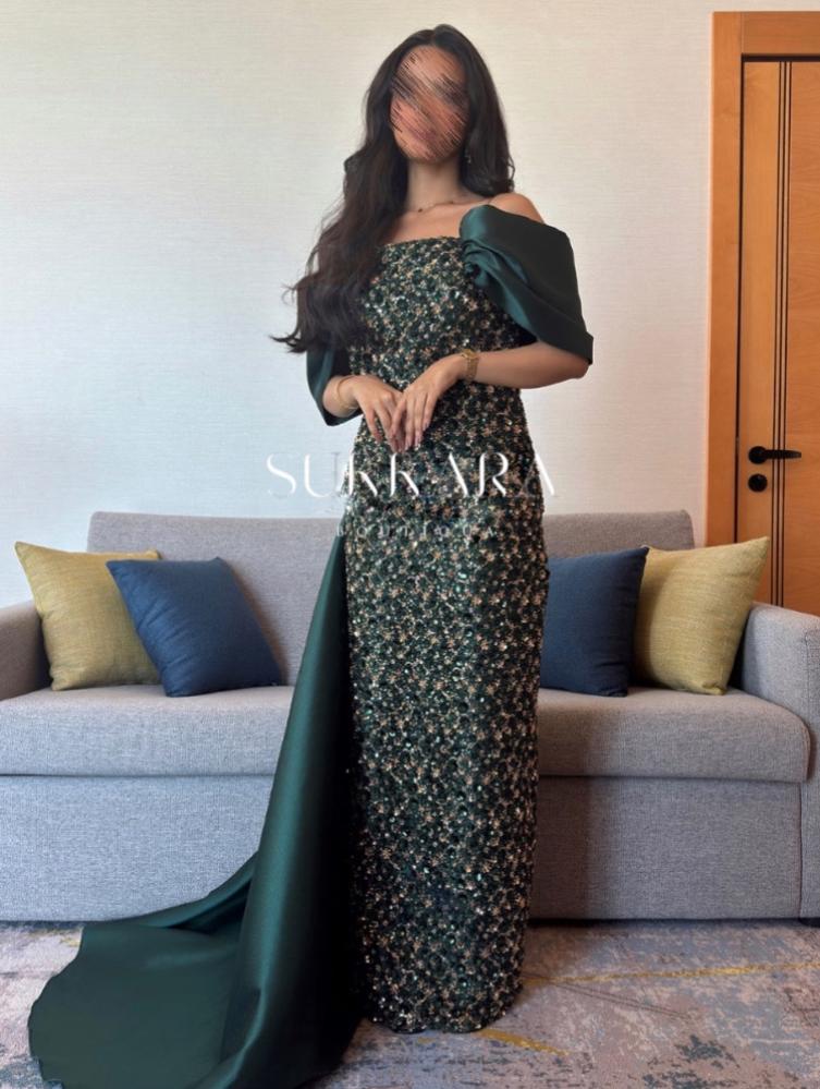 Elegant evening dress with a train
