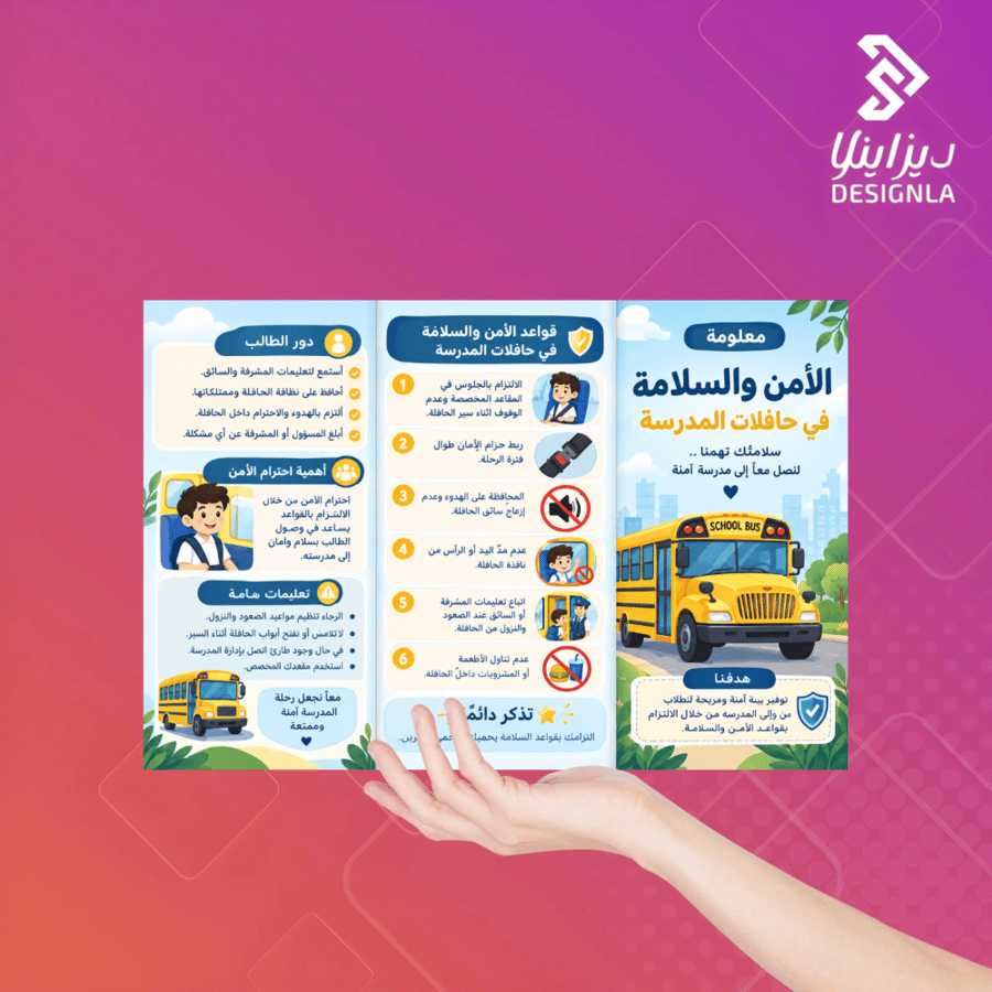 مطوية الأمن والسلامة في الحافلات المدرسية أولاد