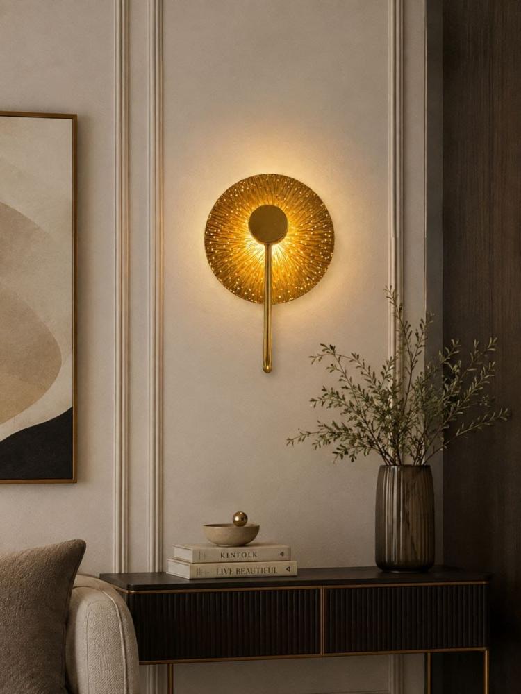 Round golden wall plaque