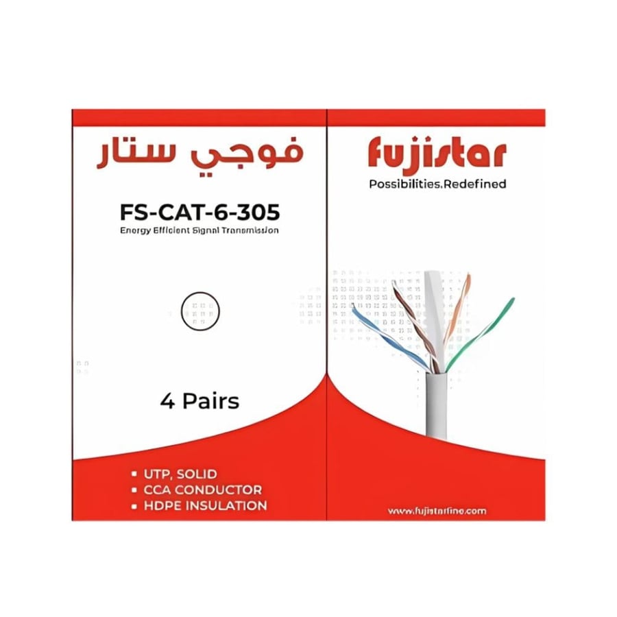 كابل شبكة فئة 6 غير محمي بطول 305 متر (4 أزواج) – عالي السرعة