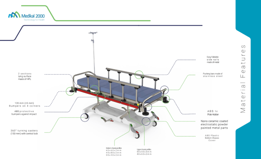 Hydraulic patient stretcher model M2-T300