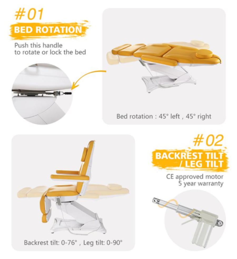 Beauty and electric skin care chair with rotation, white color, model DP-8196