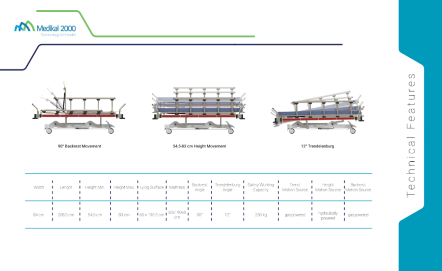 Hydraulic patient stretcher model M2-T300