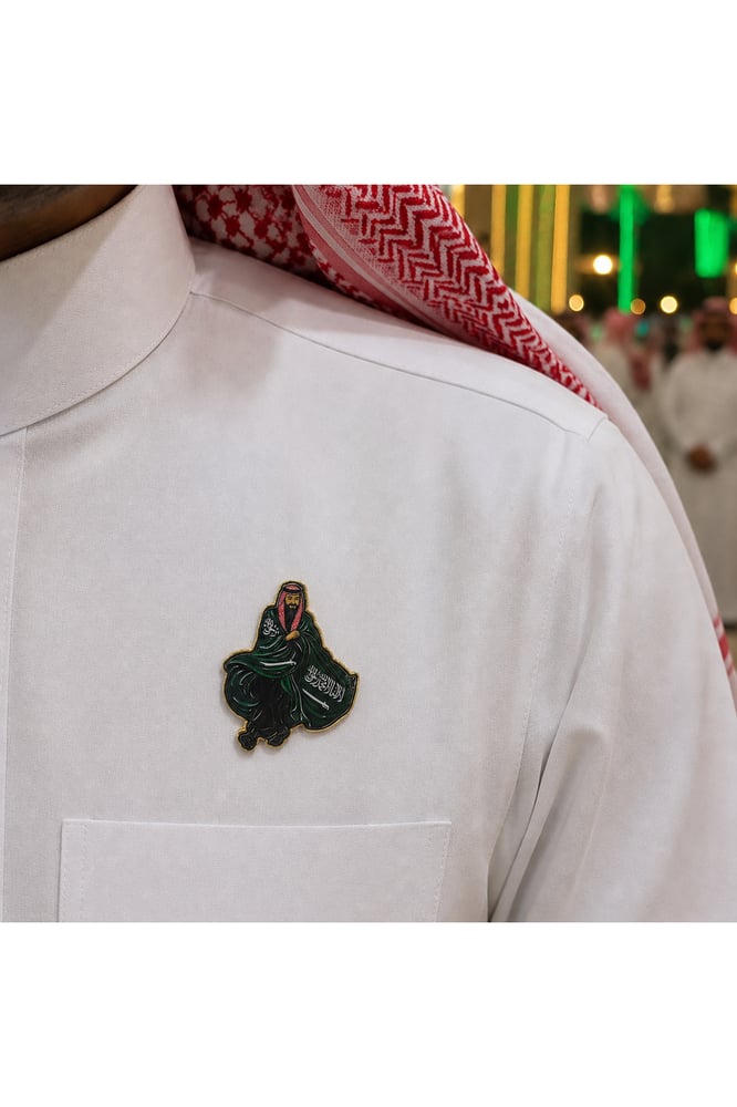 بروش مغناطيسي شخصية سعودية مع العلم الأخضر – 3 قطع